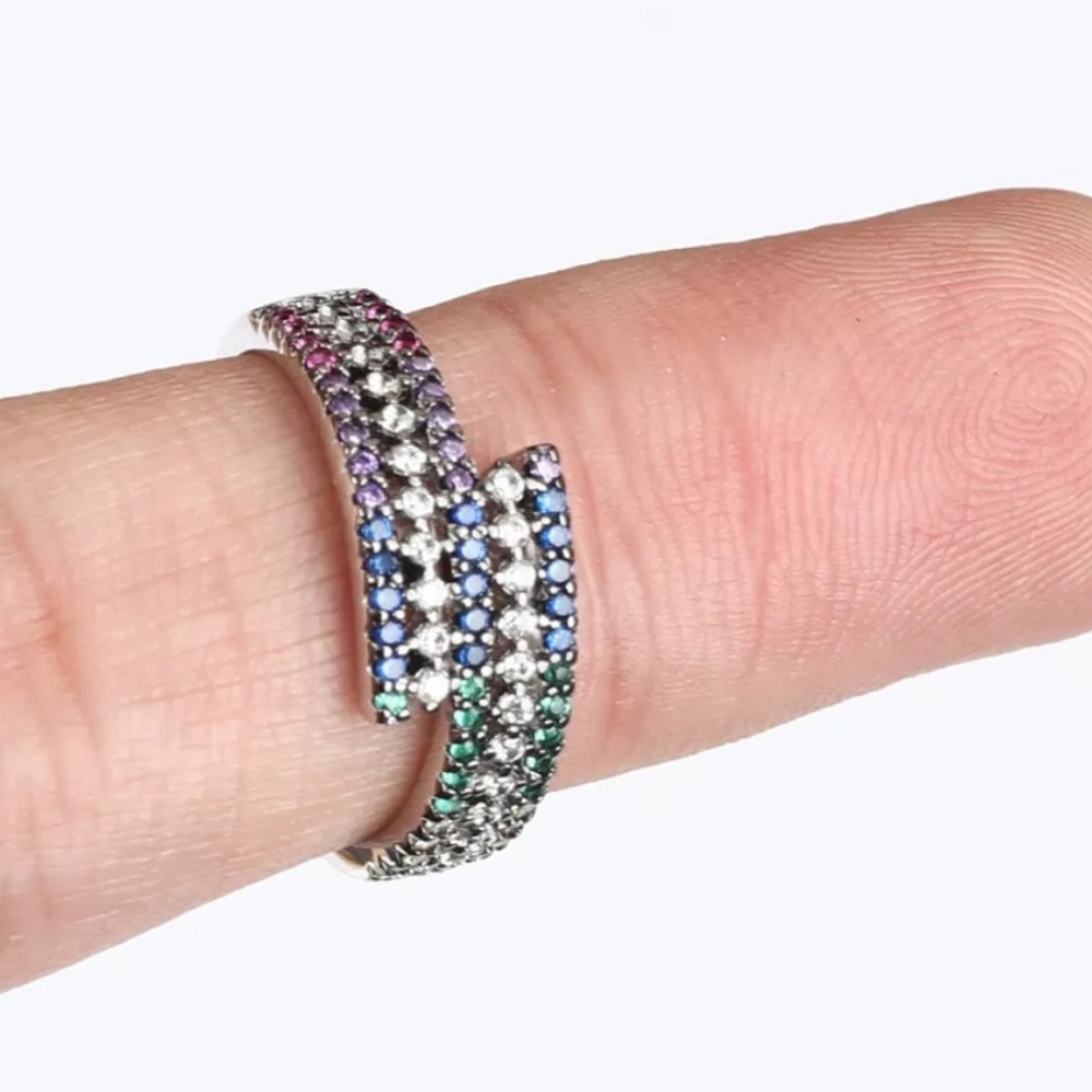 Rainbow & white Topaz wrap ring